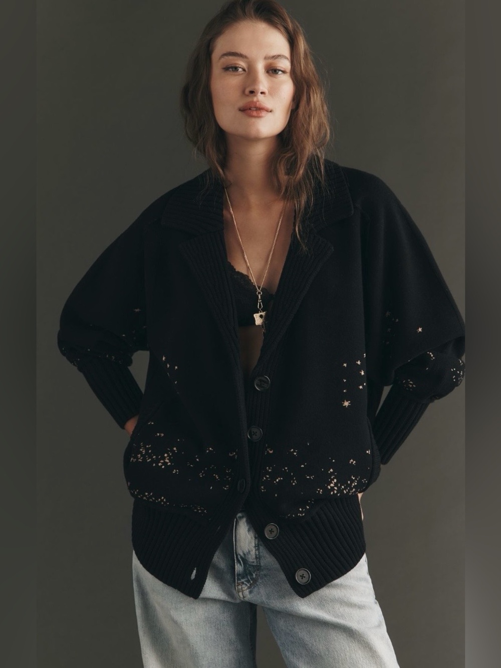 Anthropologie Collared V-Neck Cardigan Size Small NWT